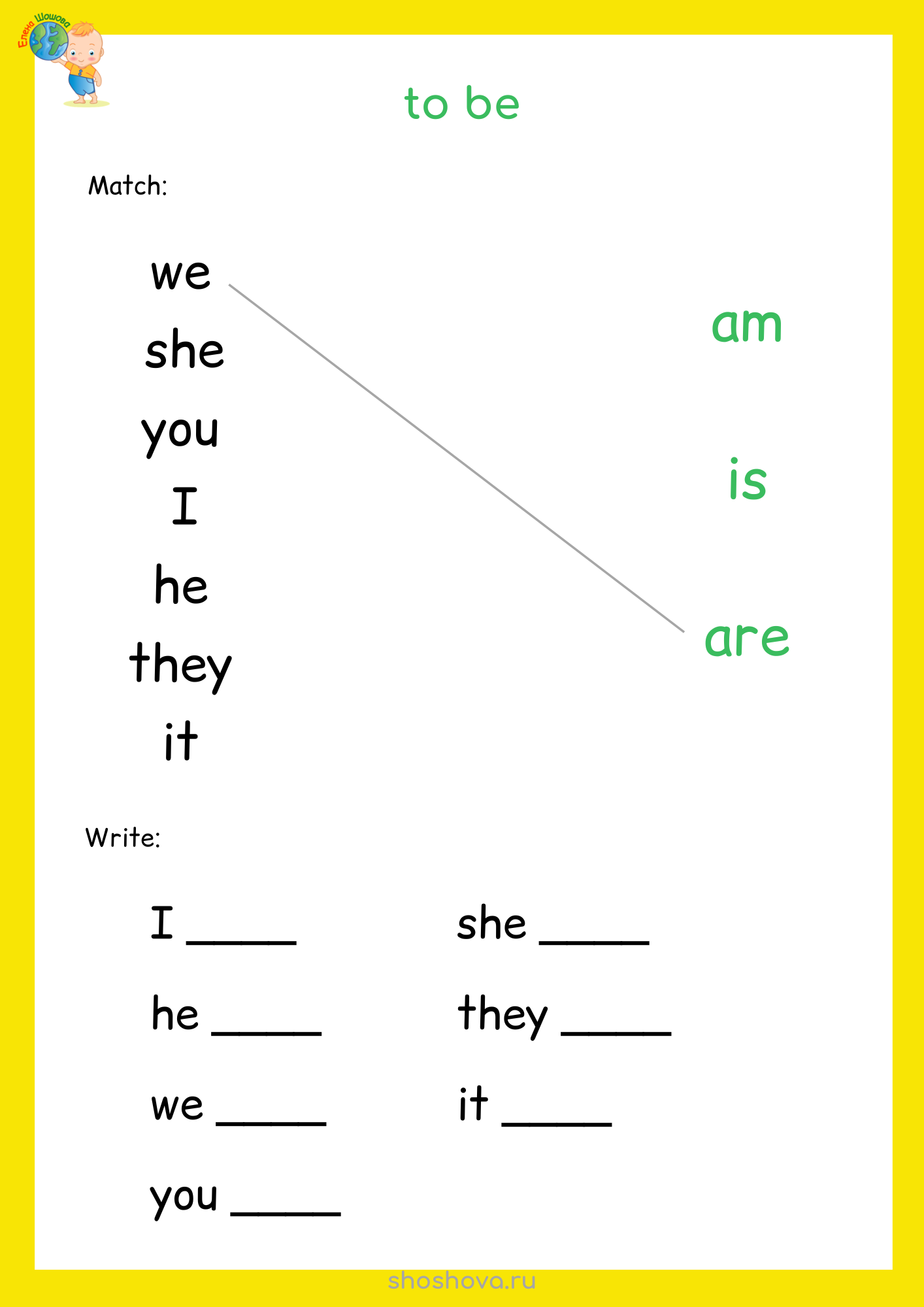 ���������� �� "to be" - "am", "is", "are". ������� ������� ���� ��� �����.